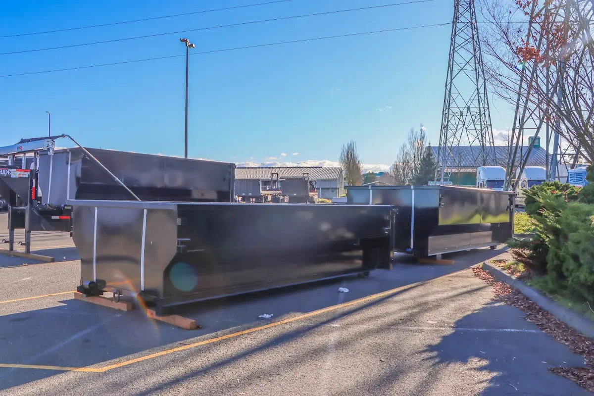 Roll-off dumpster ready for waste disposal at job site for 4 Yard Dumpster Rental in South Holland
